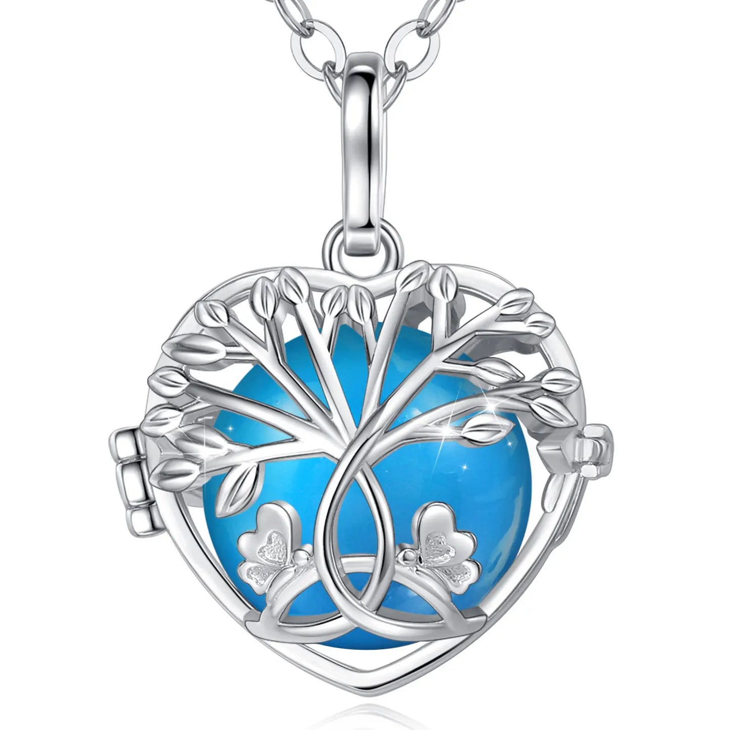 18mm Harmony Bola Ball Necklace White Gold Color Tree Of Life Pendant