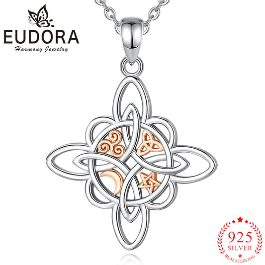 925 Sterling Silver Witch Knot Necklace
