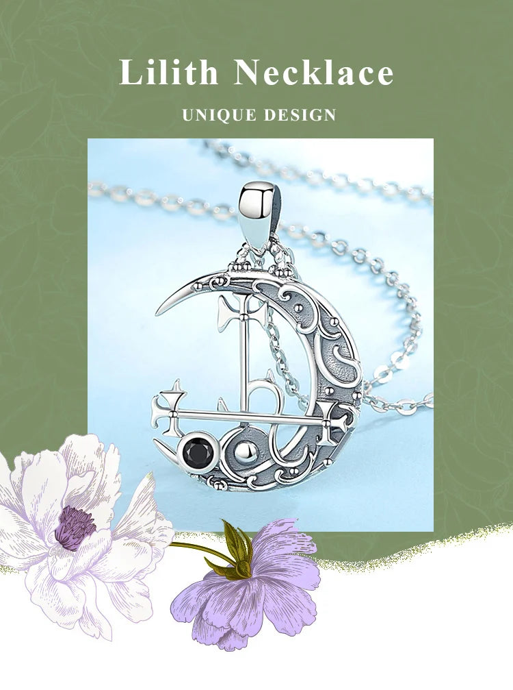 925 Sterling Silver Lilith Moon Necklace