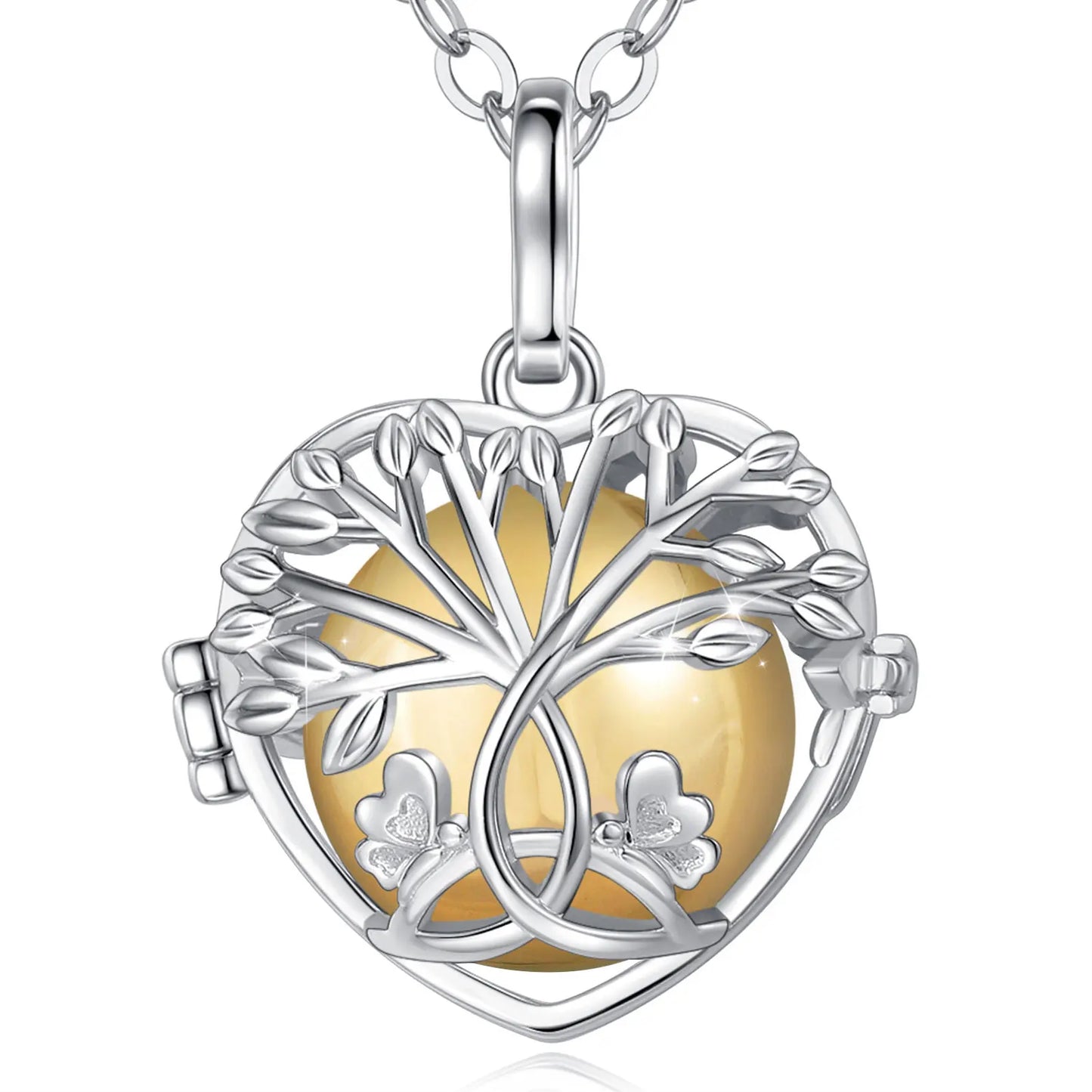 18mm Harmony Bola Ball Necklace White Gold Color Tree Of Life Pendant