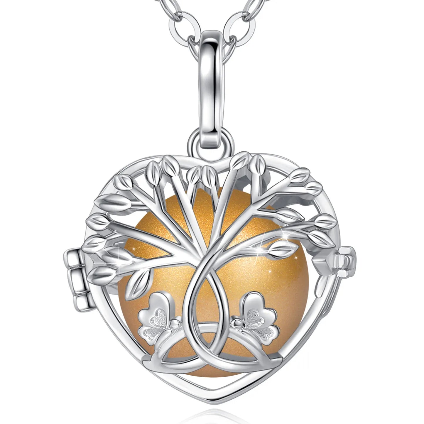 18mm Harmony Bola Ball Necklace White Gold Color Tree Of Life Pendant