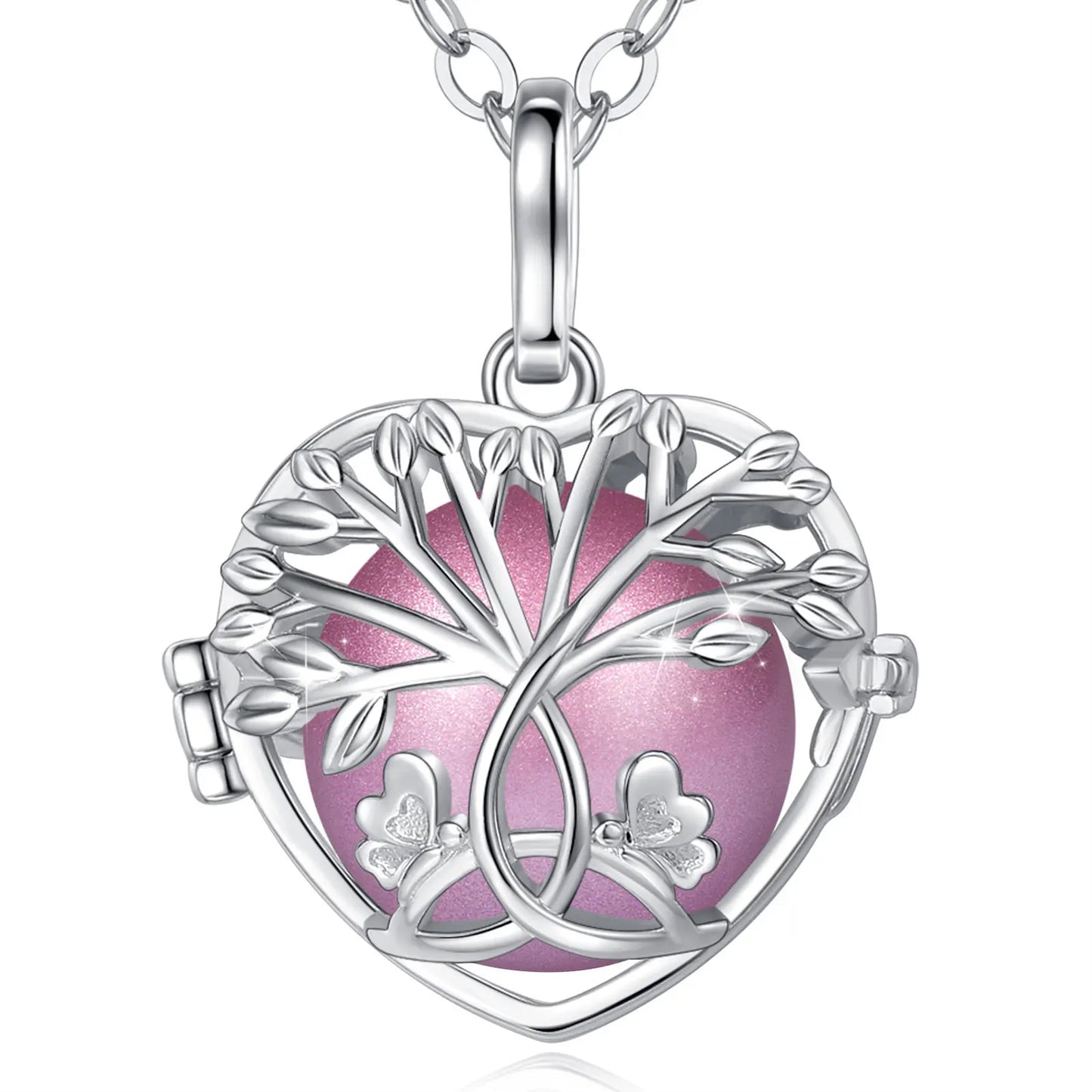18mm Harmony Bola Ball Necklace White Gold Color Tree Of Life Pendant
