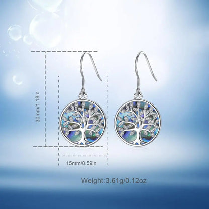 Real 925 Sterling Silver Tree of Life Earrings