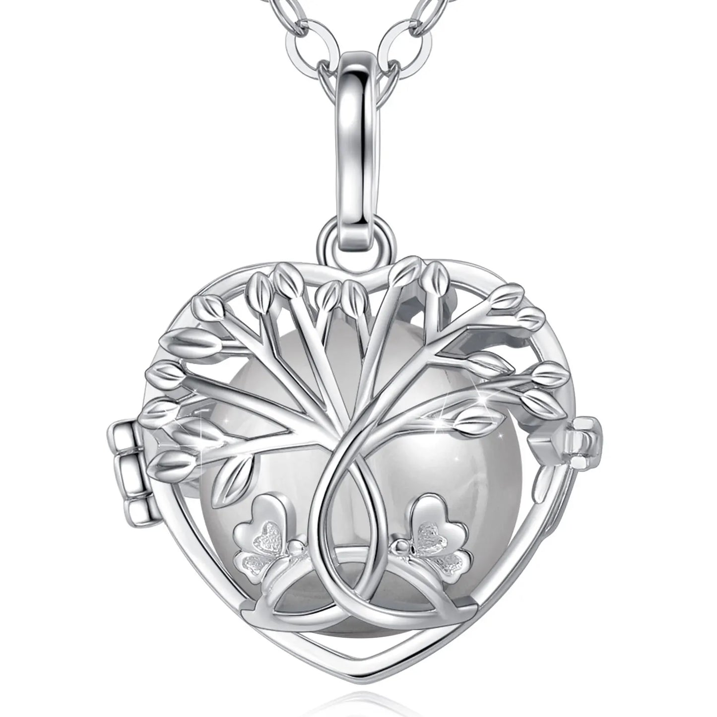 18mm Harmony Bola Ball Necklace White Gold Color Tree Of Life Pendant