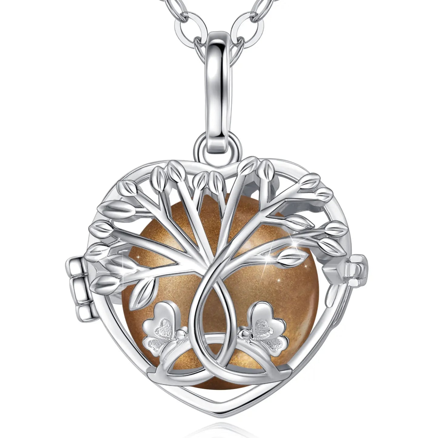 18mm Harmony Bola Ball Necklace White Gold Color Tree Of Life Pendant