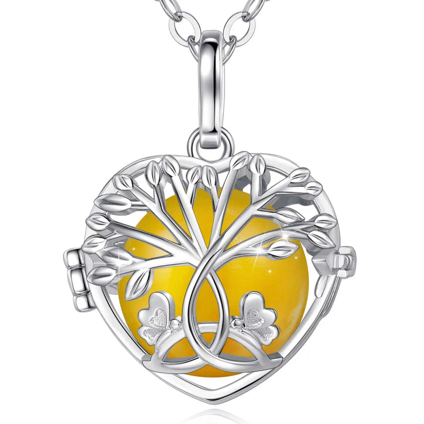 18mm Harmony Bola Ball Necklace White Gold Color Tree Of Life Pendant