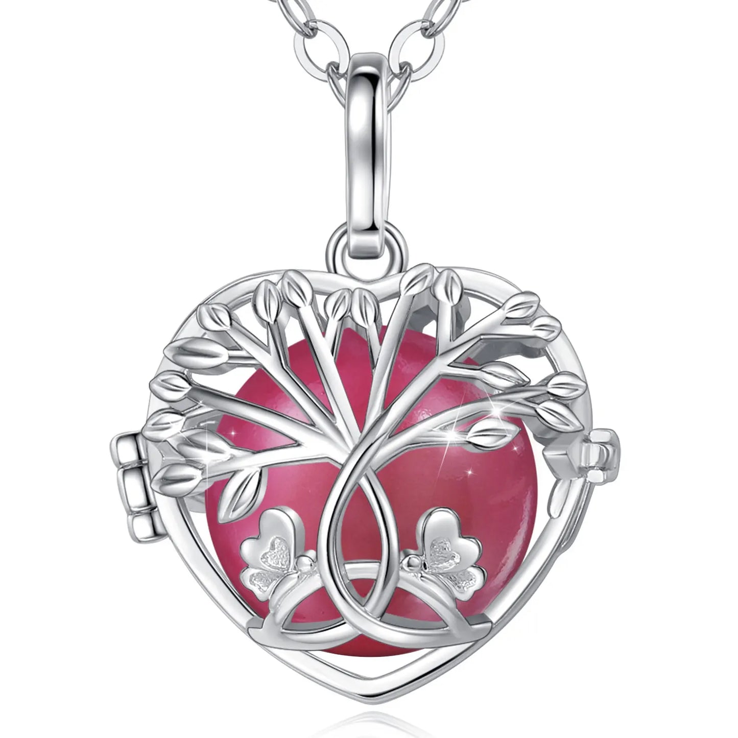 18mm Harmony Bola Ball Necklace White Gold Color Tree Of Life Pendant