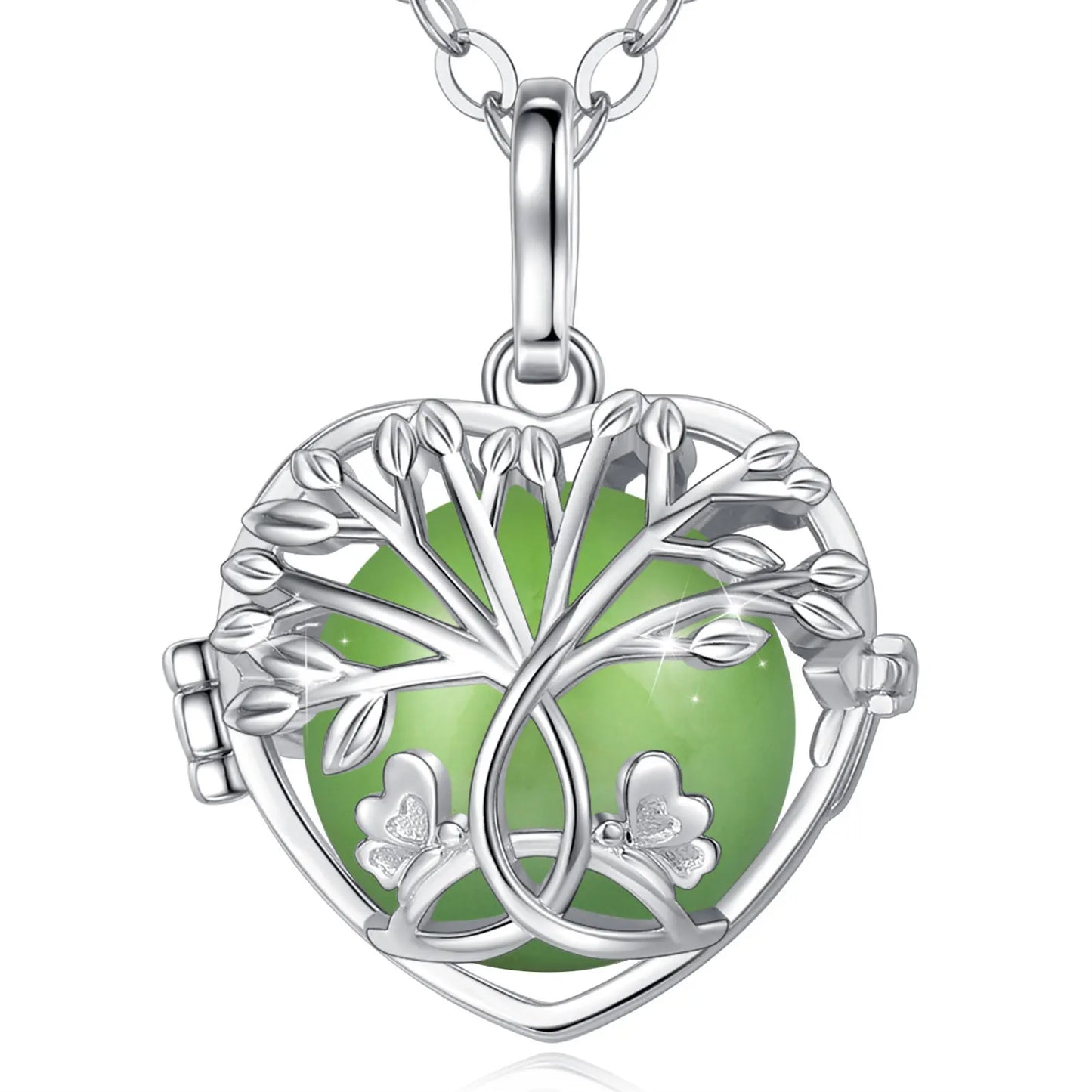 18mm Harmony Bola Ball Necklace White Gold Color Tree Of Life Pendant