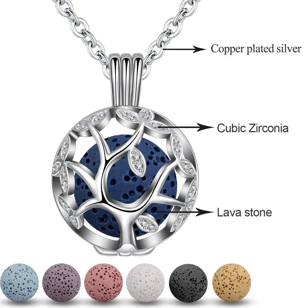 14mm Tree Of Life Pendant Aromatherapy CZ Cage