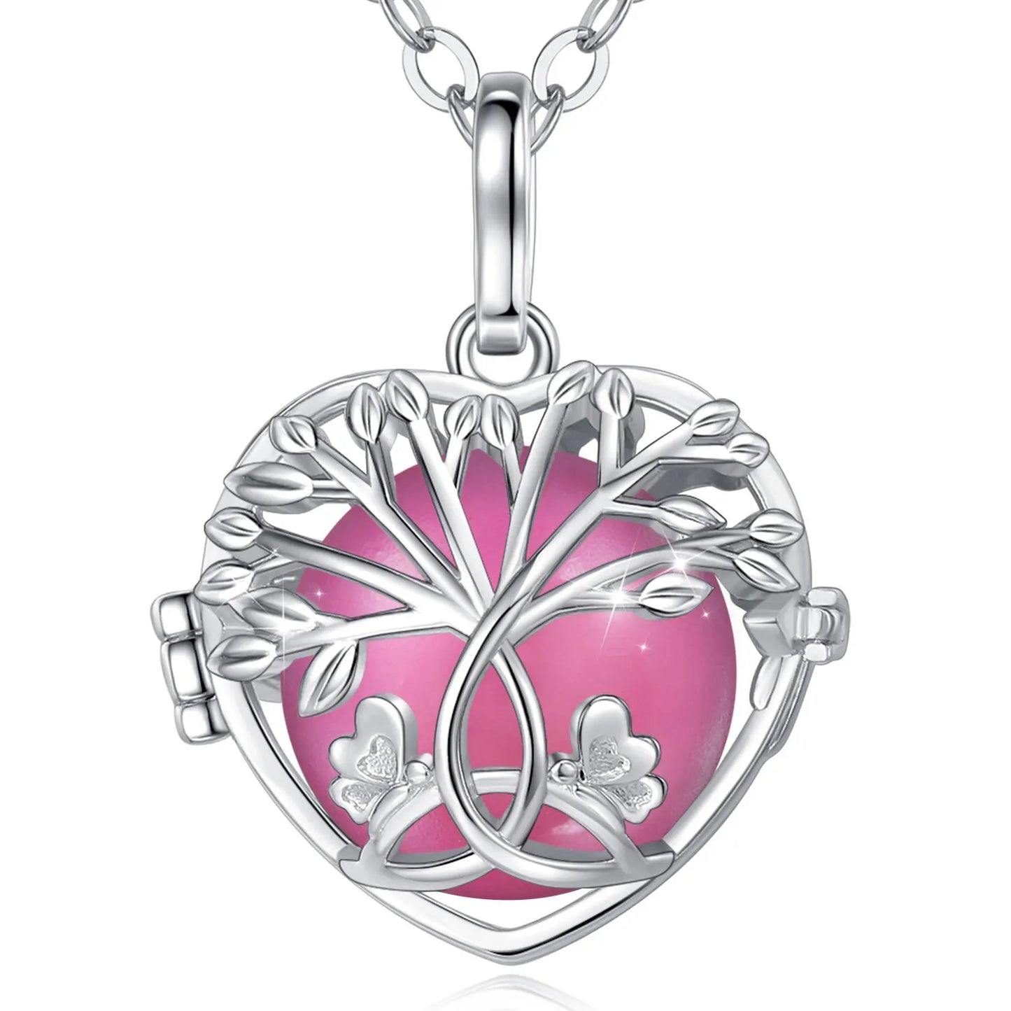 18mm Harmony Bola Ball Necklace White Gold Color Tree Of Life Pendant
