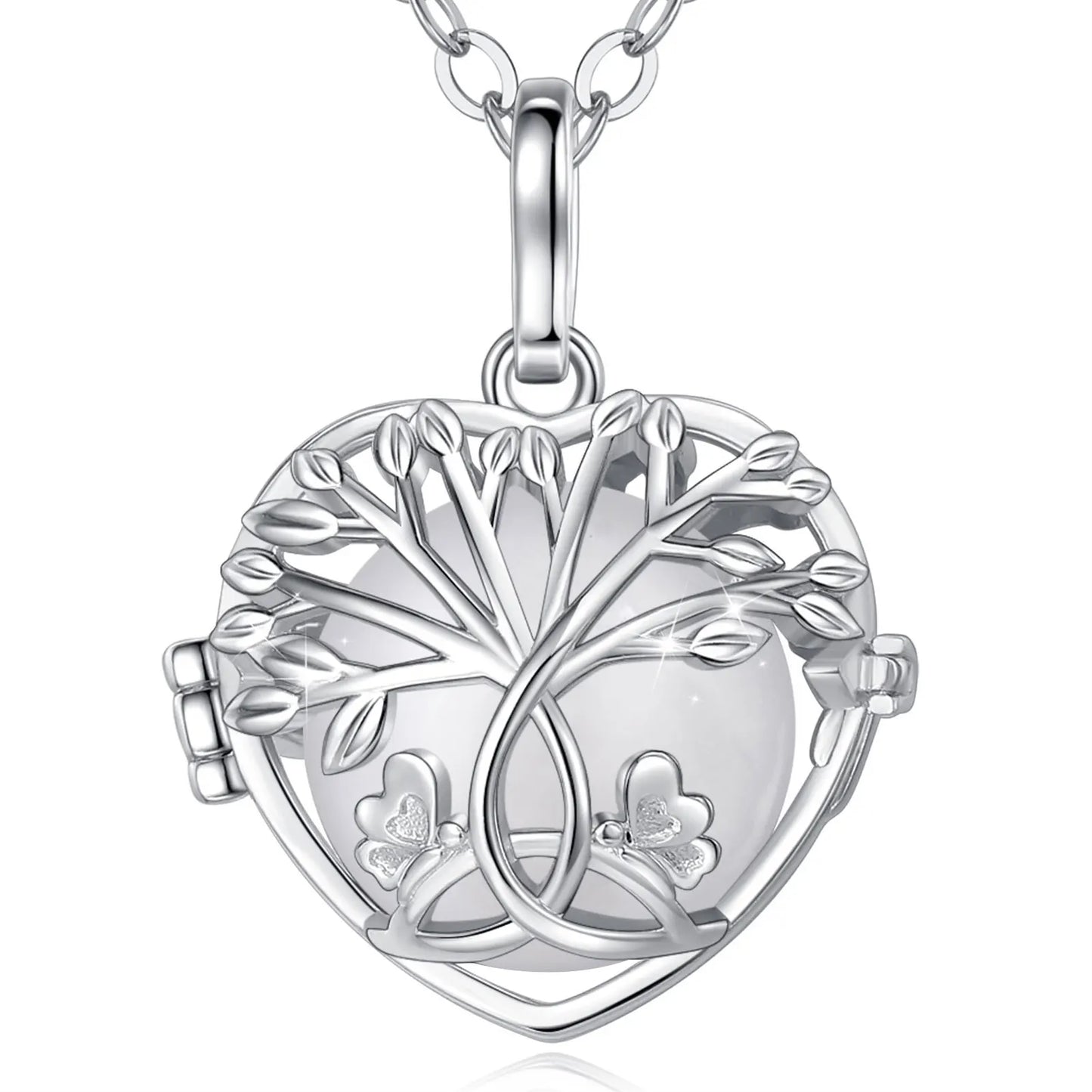 18mm Harmony Bola Ball Necklace White Gold Color Tree Of Life Pendant