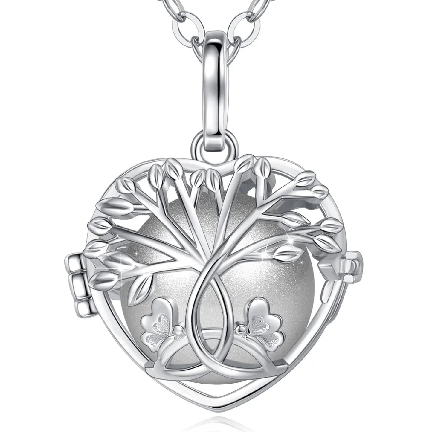 18mm Harmony Bola Ball Necklace White Gold Color Tree Of Life Pendant
