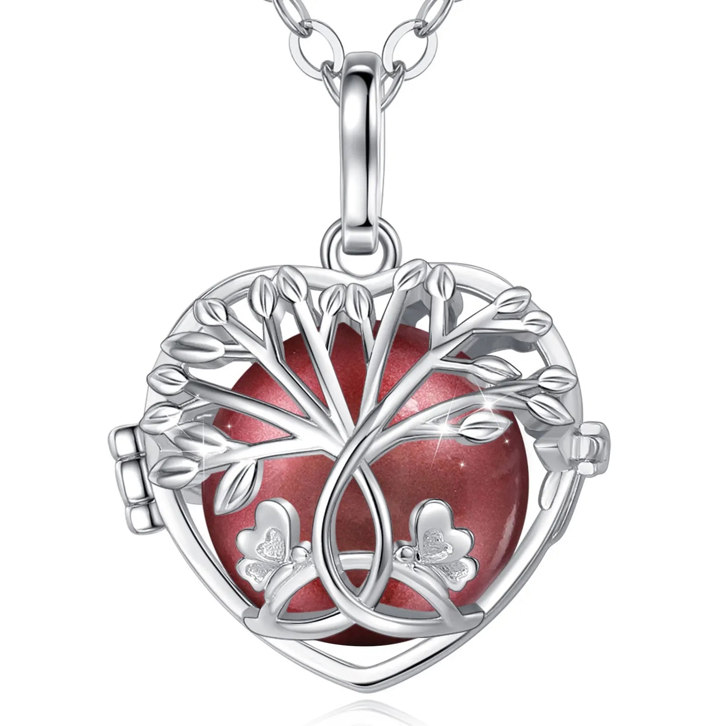 18mm Harmony Bola Ball Necklace White Gold Color Tree Of Life Pendant