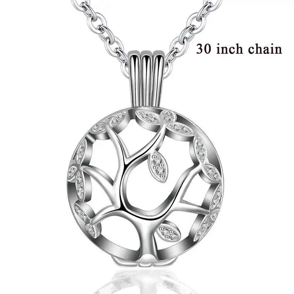 14mm Tree Of Life Pendant Aromatherapy CZ Cage