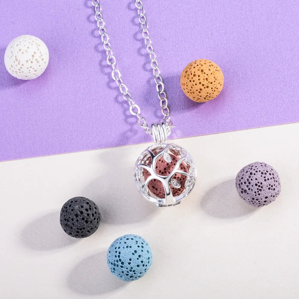 14mm Tree Of Life Pendant Aromatherapy CZ Cage