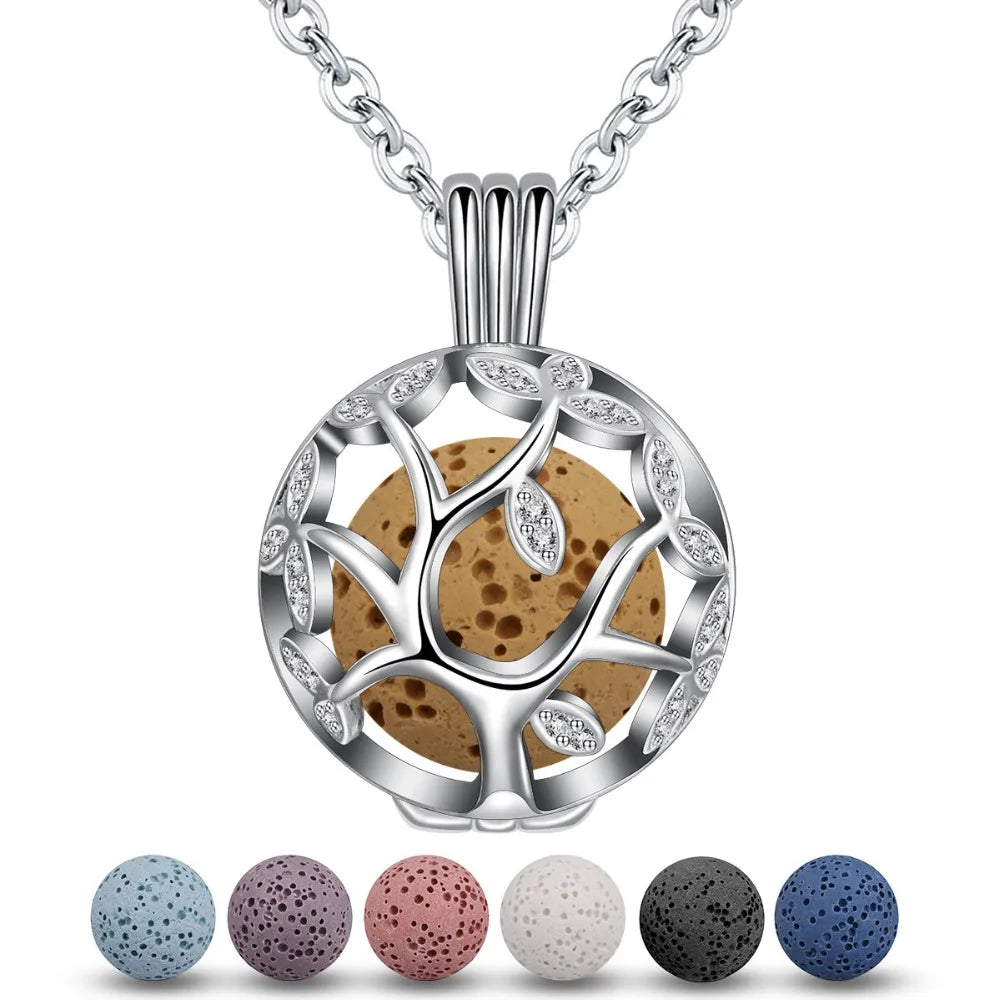 14mm Tree Of Life Pendant Aromatherapy CZ Cage