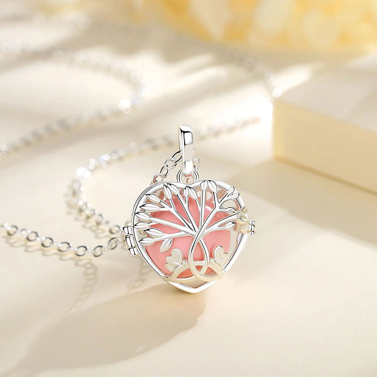 18mm Harmony Bola Ball Necklace White Gold Color Tree Of Life Pendant