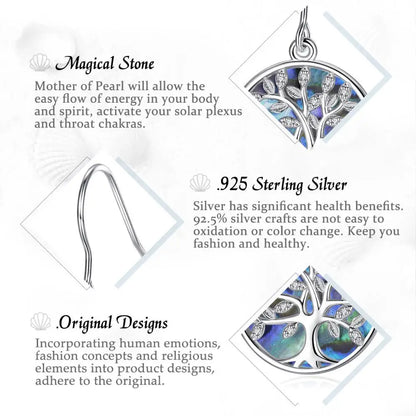Real 925 Sterling Silver Tree of Life Earrings