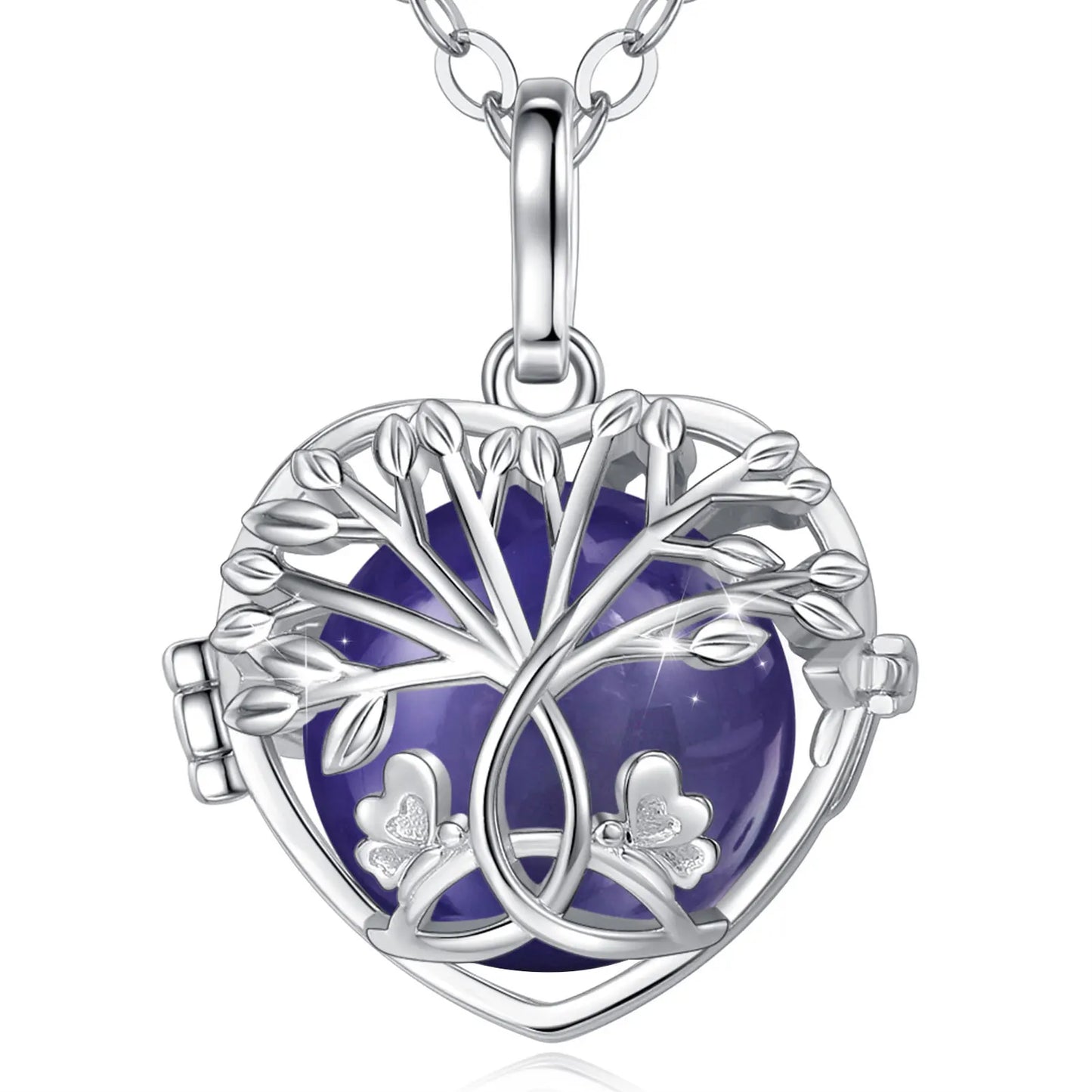 18mm Harmony Bola Ball Necklace White Gold Color Tree Of Life Pendant