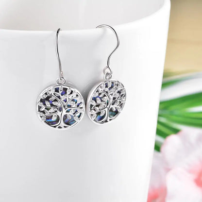 Real 925 Sterling Silver Tree of Life Earrings
