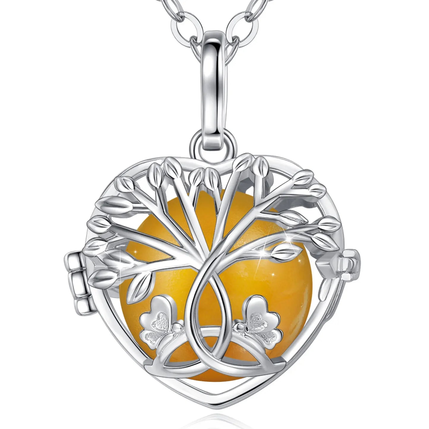 18mm Harmony Bola Ball Necklace White Gold Color Tree Of Life Pendant