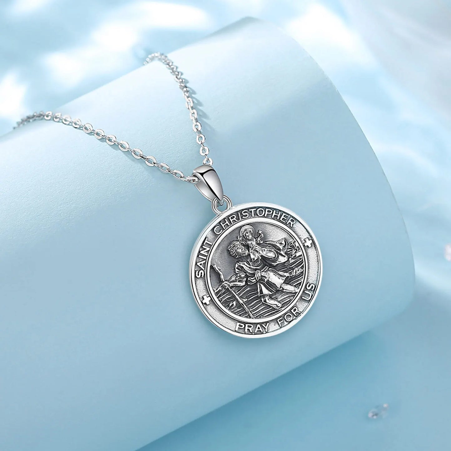 925 Sterling Silver St Christopher Necklace
