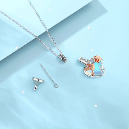 925 Sterling Silver Hummingbird Rose Ashes Urn Pendant