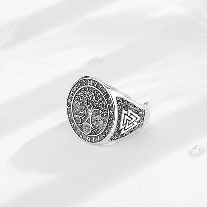 925 Sterling Silver Viking Raven Wolf Adjustable Ring