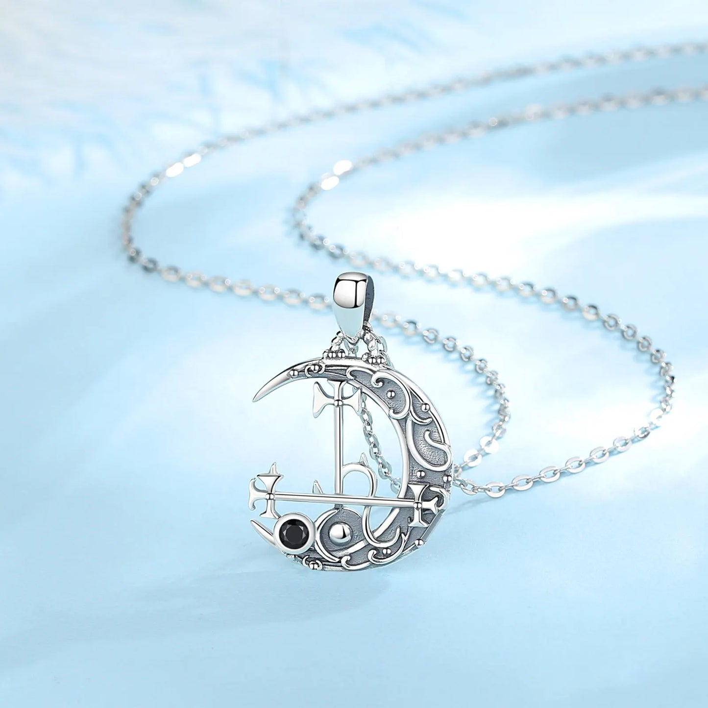 925 Sterling Silver Lilith Moon Necklace