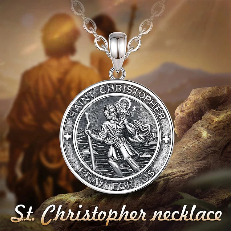925 Sterling Silver St Christopher Necklace