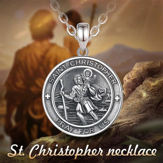 925 Sterling Silver St Christopher Necklace