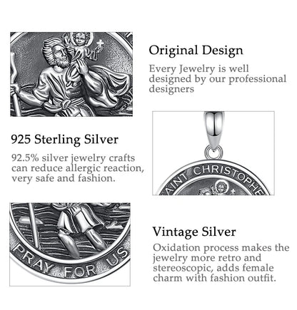 925 Sterling Silver St Christopher Necklace