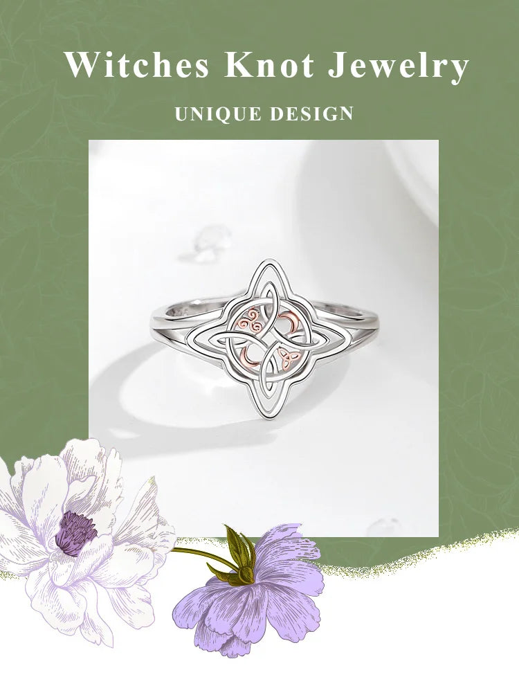 925 Sterling Silver Witch Knot Adjustable Ring