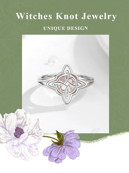 925 Sterling Silver Witch Knot Adjustable Ring