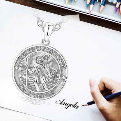 925 Sterling Silver St Christopher Necklace
