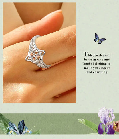 925 Sterling Silver Witch Knot Adjustable Ring