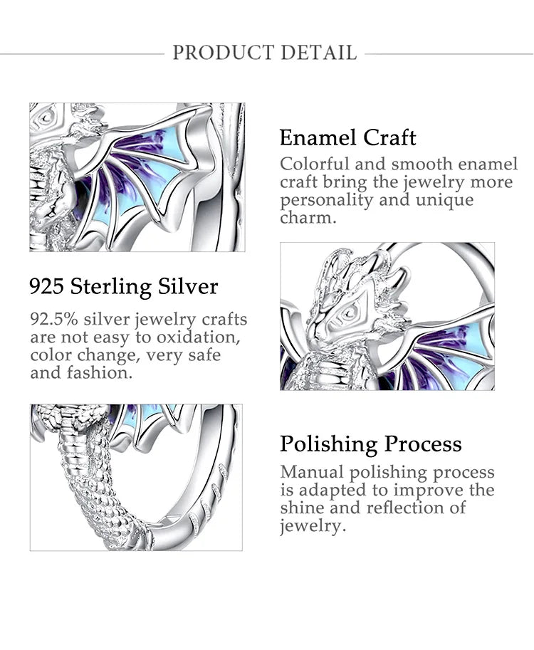 925 Sterling Silver Flying Dragon Hoop Earrings
