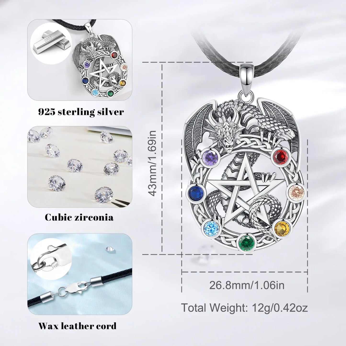 Original 925 Sterling Silver Pentagram Necklace