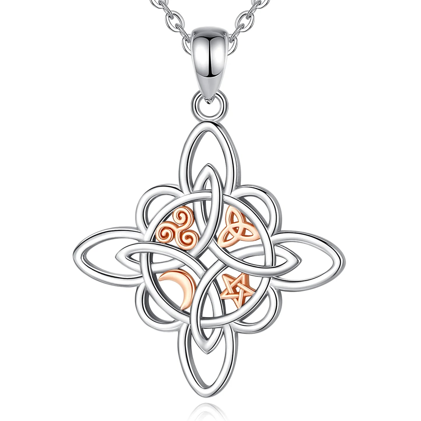 925 Sterling Silver Witch Knot Necklace