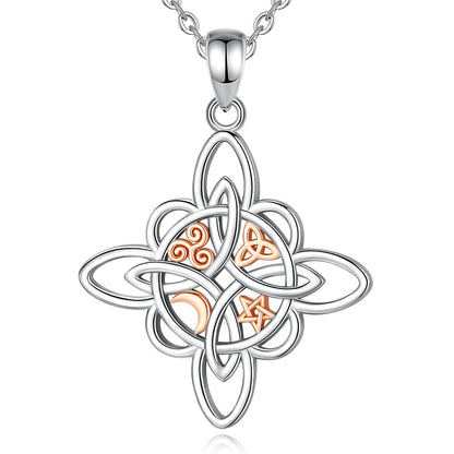 925 Sterling Silver Witch Knot Necklace