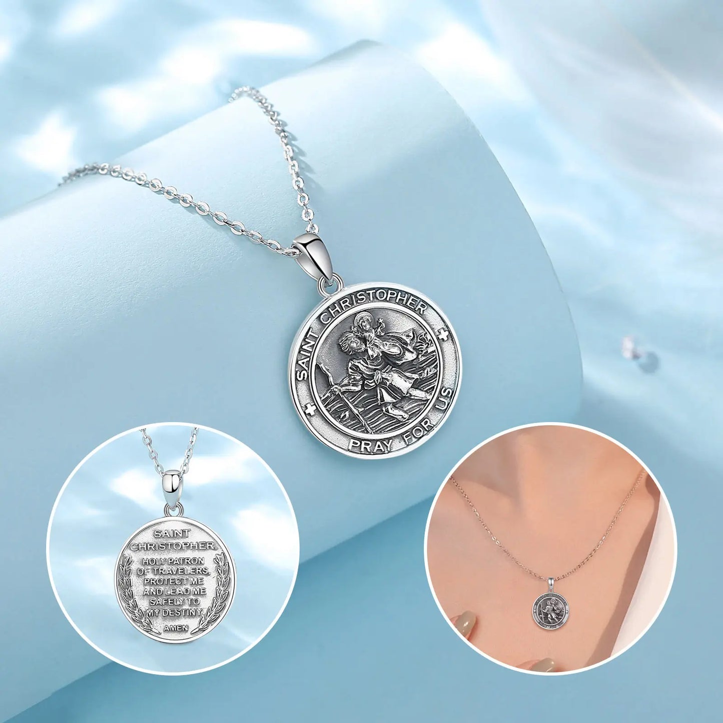 925 Sterling Silver St Christopher Necklace