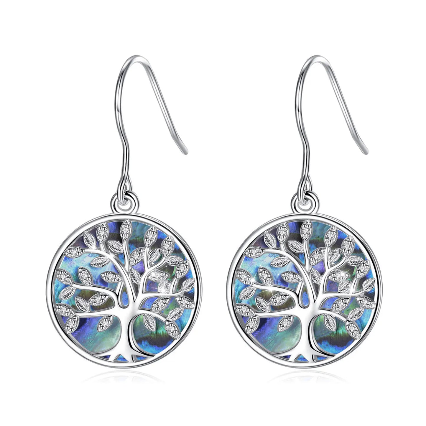 Real 925 Sterling Silver Tree of Life Earrings