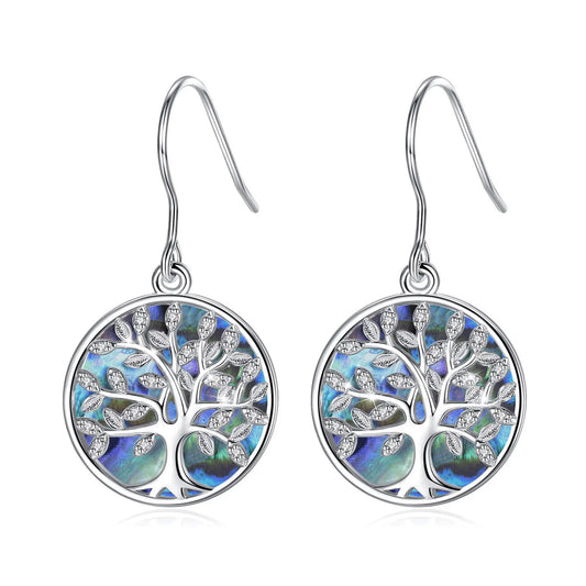 Real 925 Sterling Silver Tree of Life Earrings