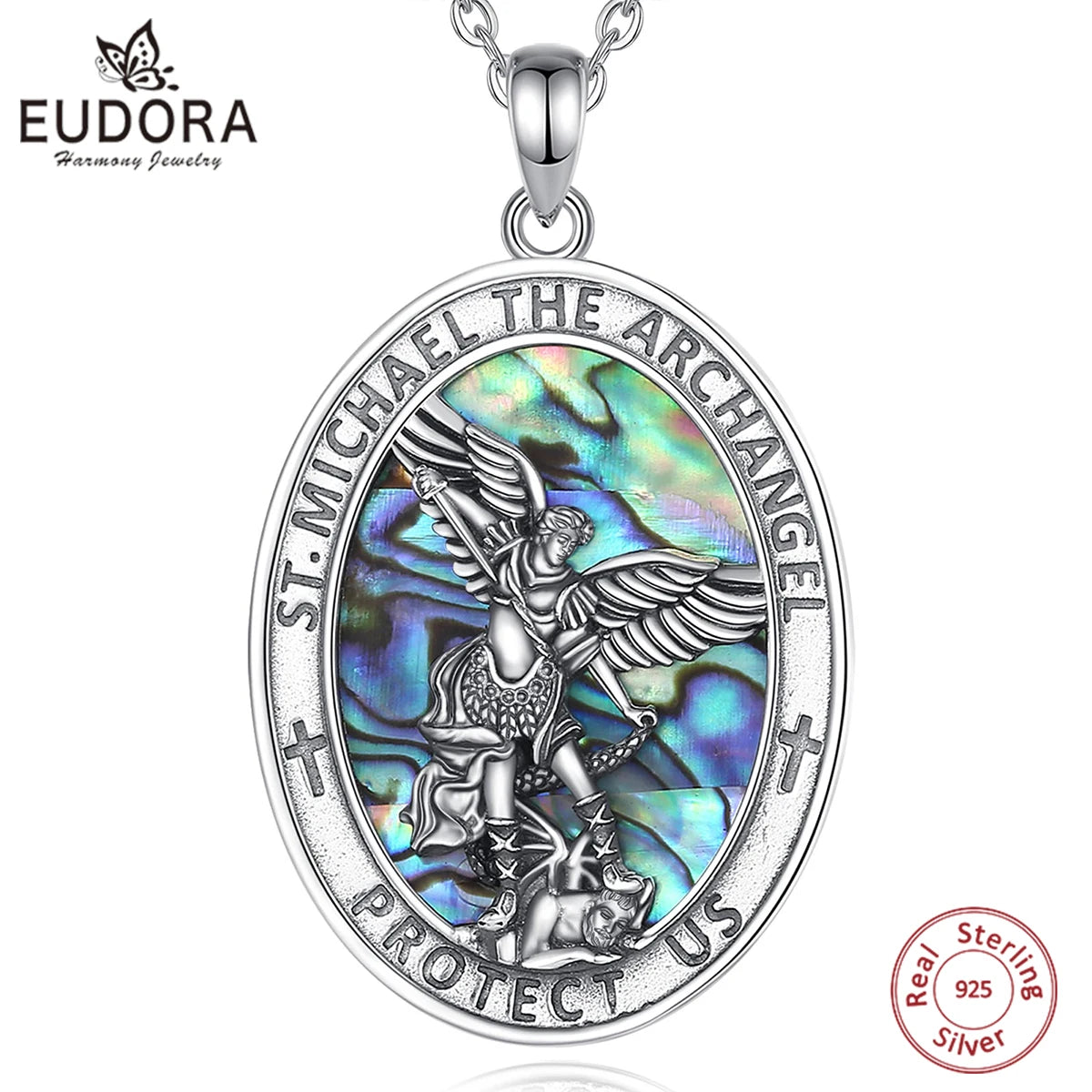 925 Sterling Silver St.Michael Archangel Necklace