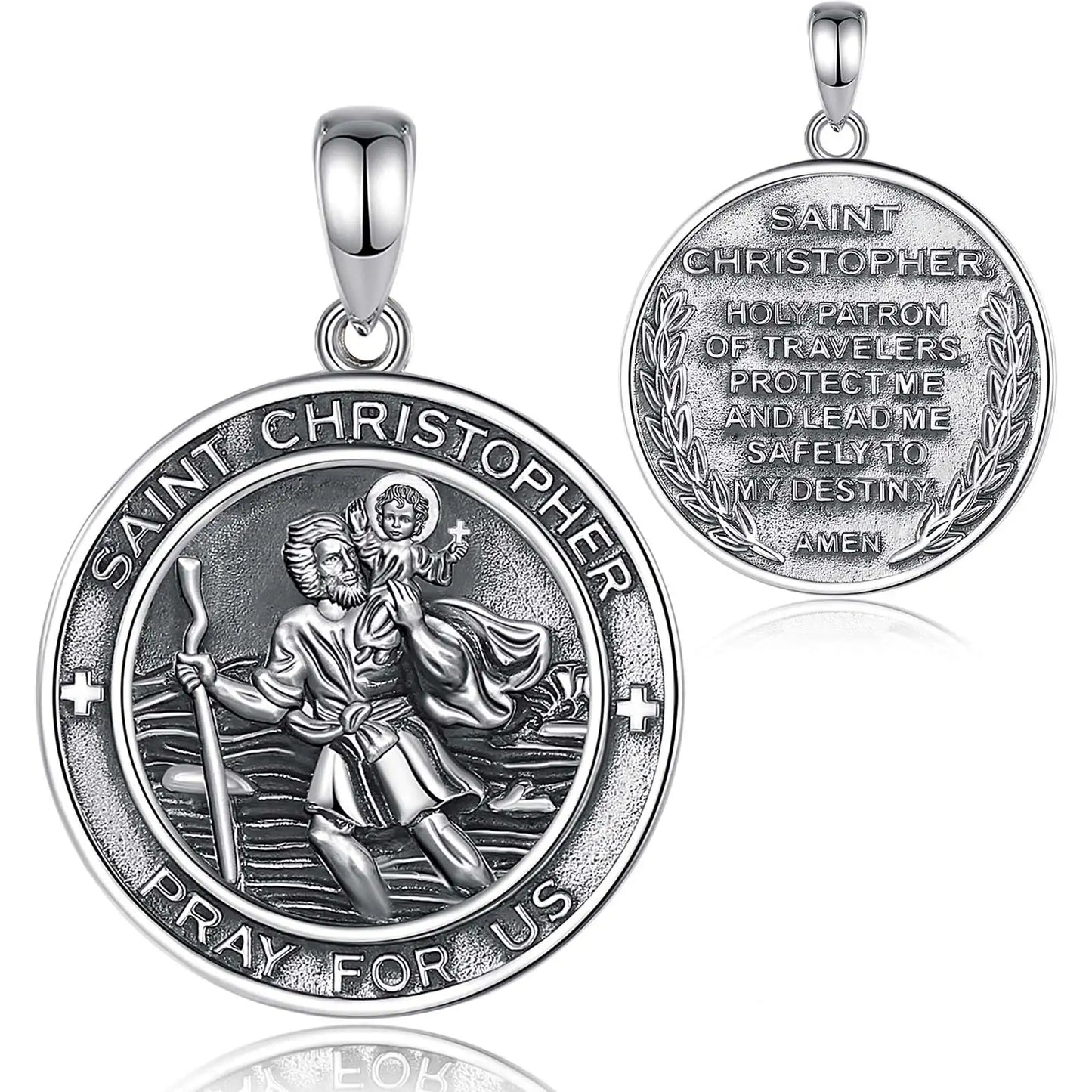 925 Sterling Silver St Christopher Necklace