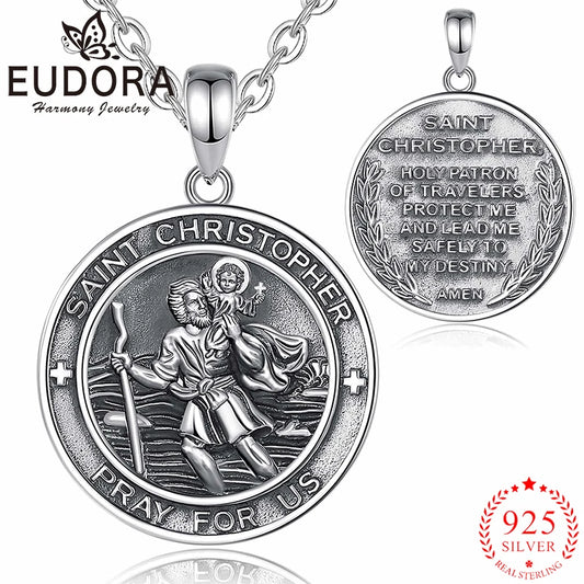 925 Sterling Silver St Christopher Necklace