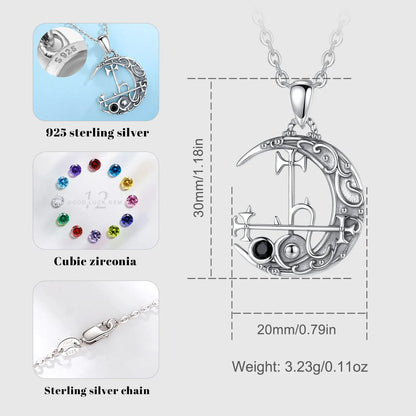 925 Sterling Silver Lilith Moon Necklace