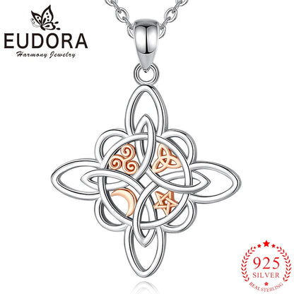 925 Sterling Silver Witch Knot Necklace