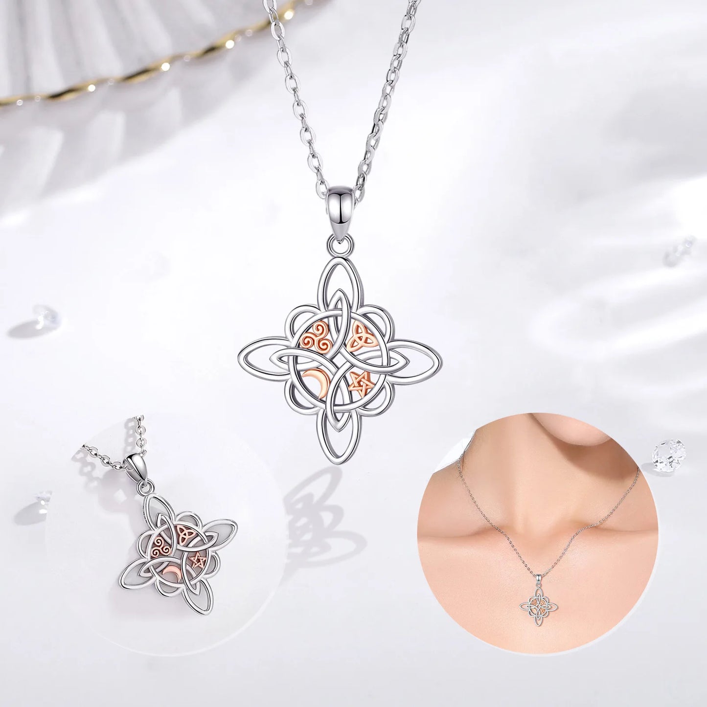 925 Sterling Silver Witch Knot Necklace