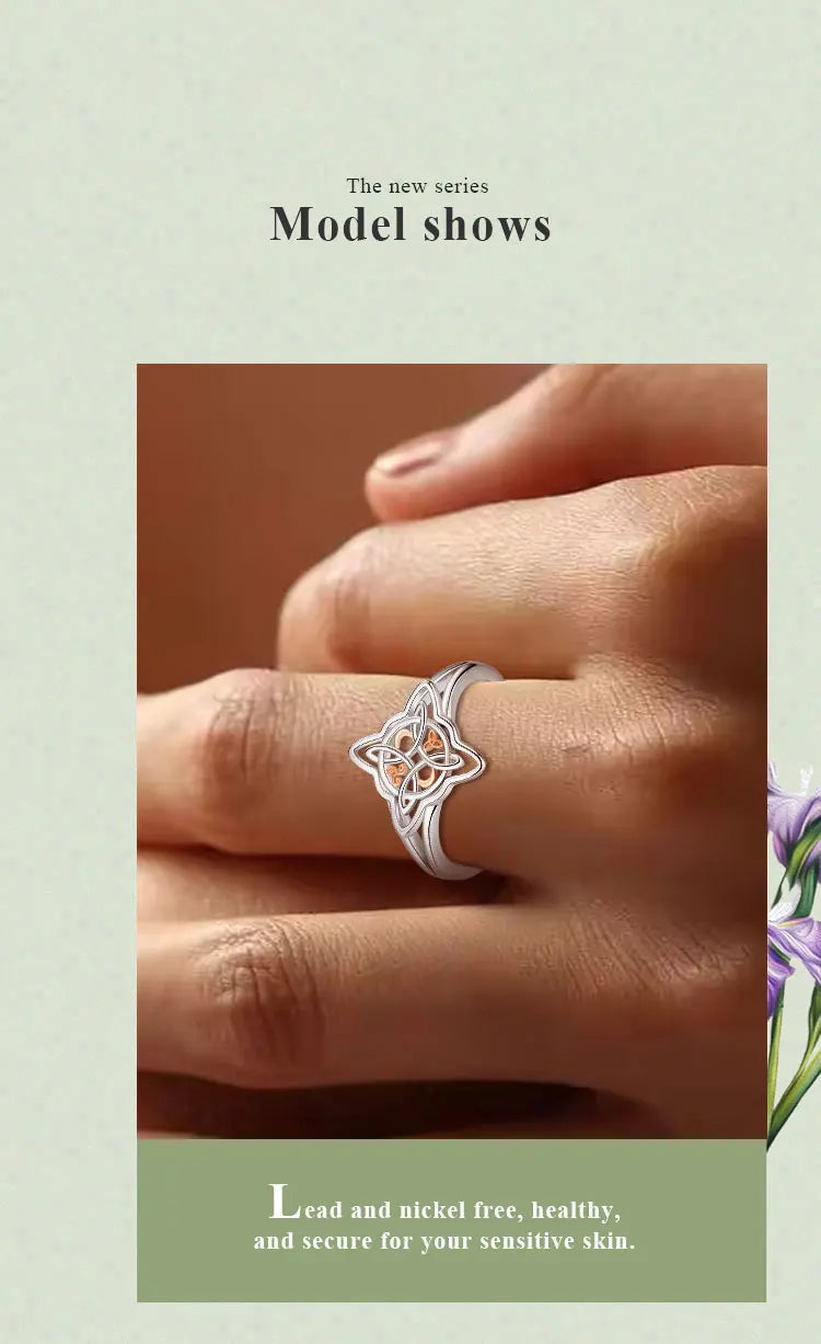 925 Sterling Silver Witch Knot Adjustable Ring